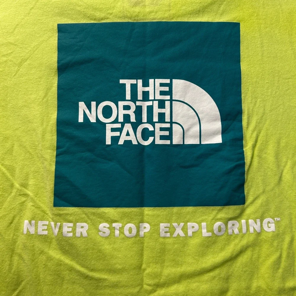 The North Face T Shirt Womens Medium Neon Lime Green Logo Short Sleeve Tee - Picture 5 of 8